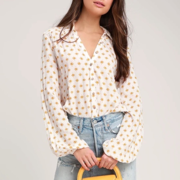 Free People Tops - Free People Willow button down collar long sleeve bodysuit